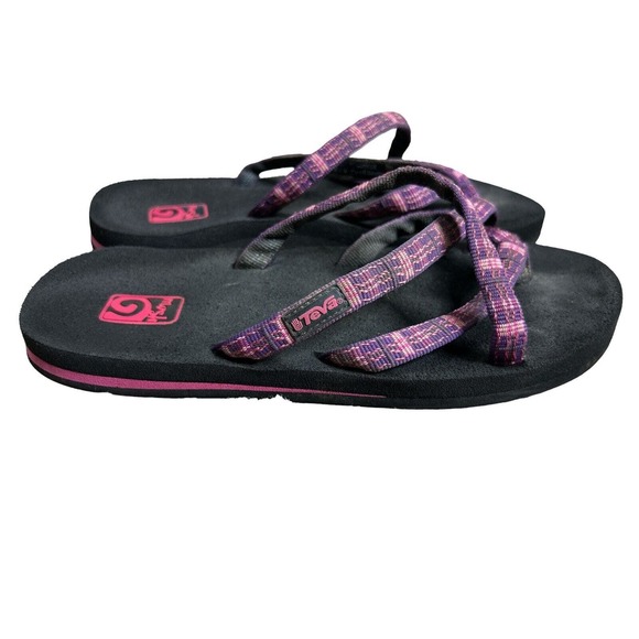 Teva Womens 6‎ Black & Pink Olowahu Mush Sandals Flip Flops SOLD - Picture 4 of 6